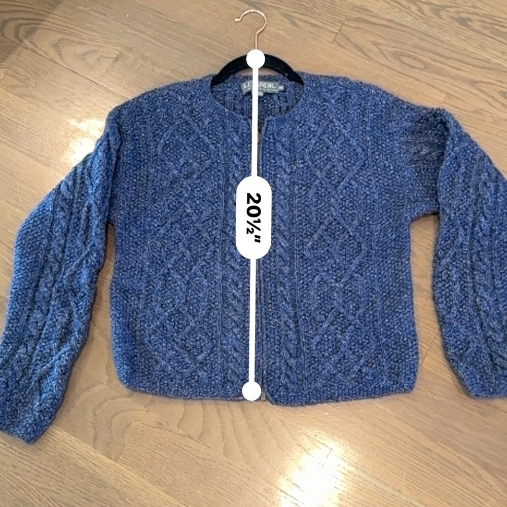 Icelandic Designs Blue Zip Cardigan Sweater, Womens M, Wool Blend Fisherman - Picture 11 of 11
